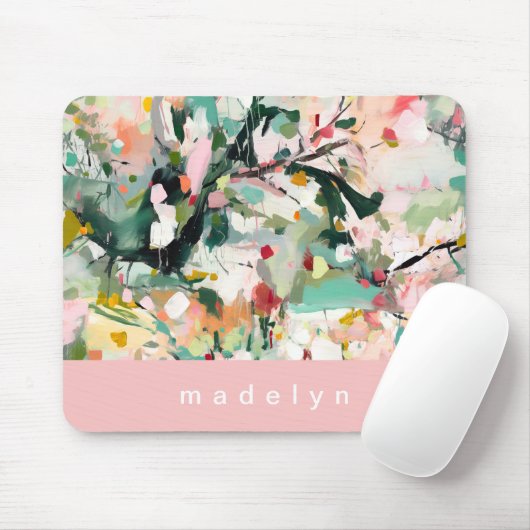 Modern Abstract Floral Art Personalized Desk Mat  Mousepad (Mit Mouse)
