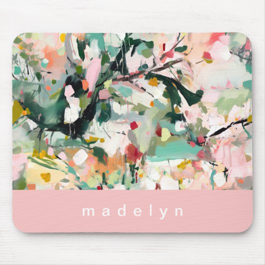 Modern Abstract Floral Art Personalized Desk Mat  Mousepad (Vorne)