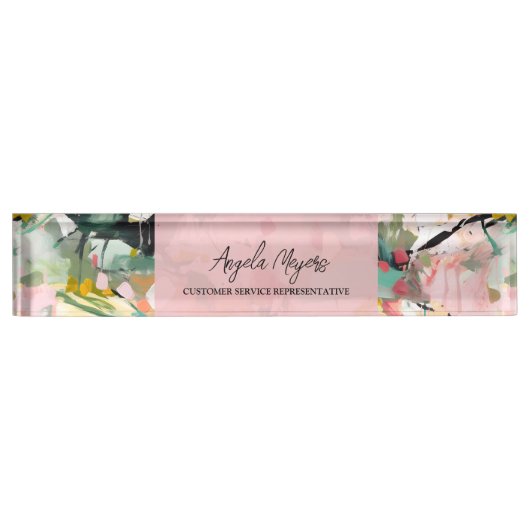 Modern Abstract Floral Art Personalized Namensplakette (Vorderseite)