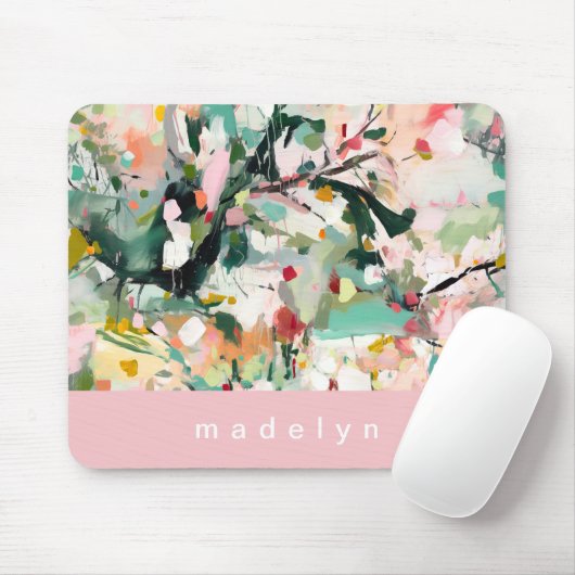Modern Abstract Floral Botanical Mousepad (Mit Mouse)