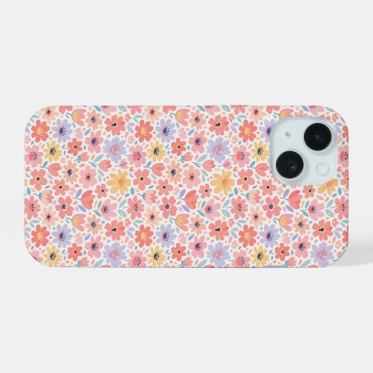Modern Abstract Floral Pattern iPhone 15 Hülle (Rückseite (Horizontal))
