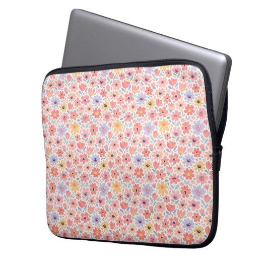 Modern Abstract Floral Pattern Laptopschutzhülle (Vorderseite Links)