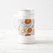 Modern Abstract Flowers Boho Wavy Bierglas (Vorderseite Links)