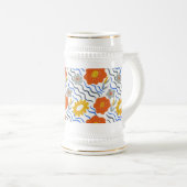 Modern Abstract Flowers Boho Wavy Bierglas (VorderseiteRechts)