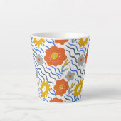 Modern Abstract Flowers Boho Wavy Milchtasse (Vorderseite)