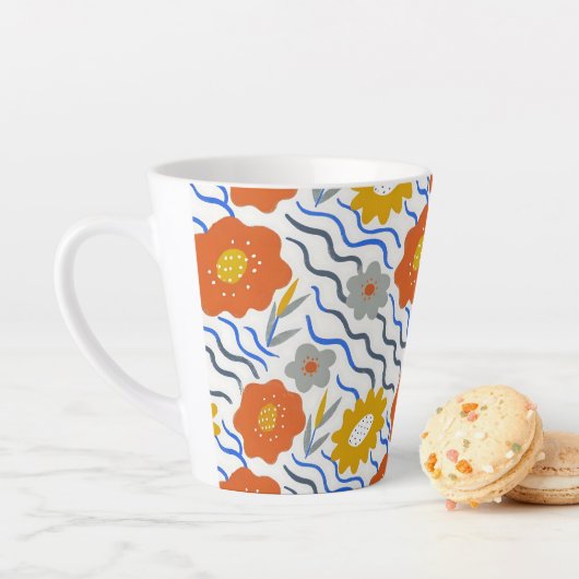 Modern Abstract Flowers Boho Wavy Milchtasse (Beispiel)