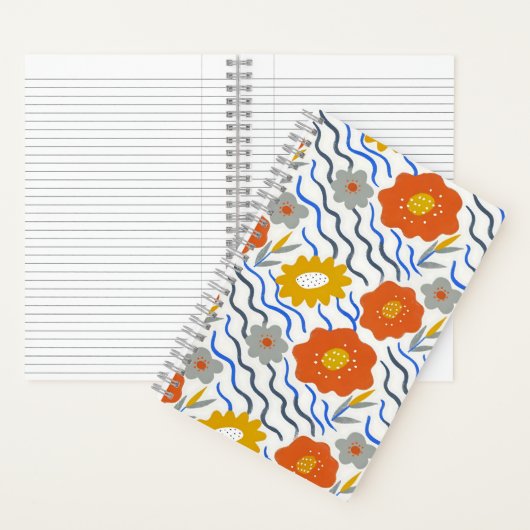 Modern Abstract Flowers Boho Wavy Notizblock (Innen)