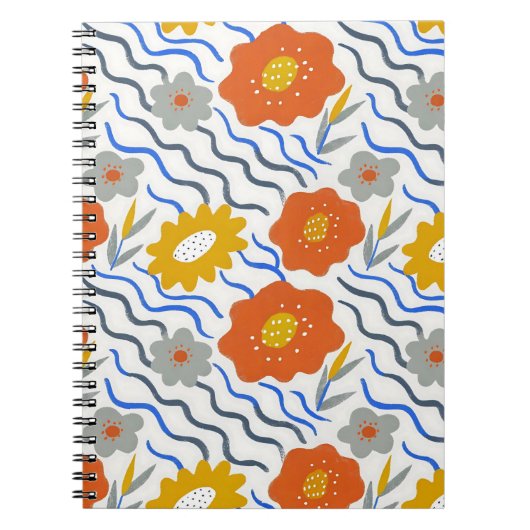 Modern Abstract Flowers Boho Wavy Notizblock (Vorderseite)