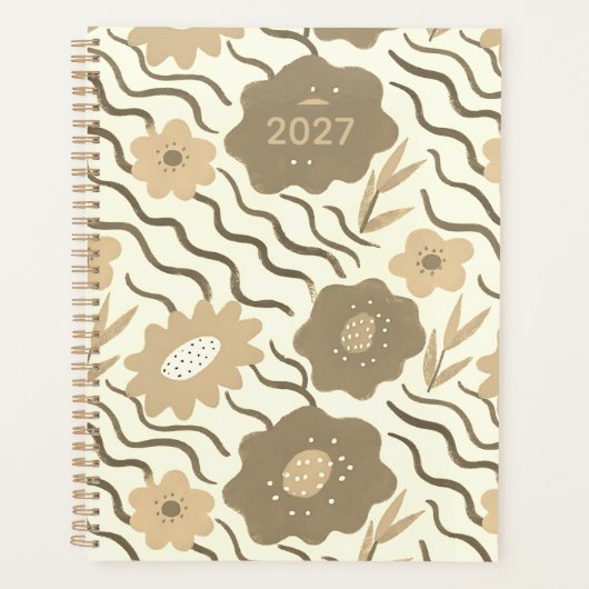 Modern Abstract Flowers Boho Wavy Planer (Vorderseite)