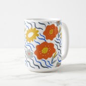 Modern Abstract Flowers Vibrant Wavy Kaffeetasse (VorderseiteRechts)