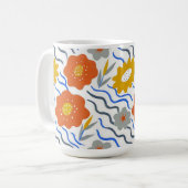 Modern Abstract Flowers Vibrant Wavy Kaffeetasse (Vorderseite Links)
