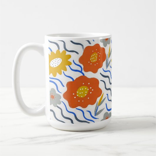 Modern Abstract Flowers Vibrant Wavy Kaffeetasse (Links)