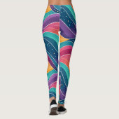 Modern Abstract Fluid Waves Seamless Pattern Leggings (Rückseite)