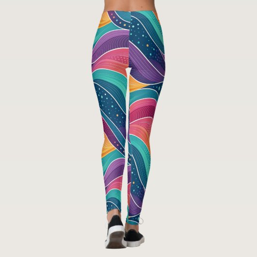 Modern Abstract Fluid Waves Seamless Pattern Leggings (Rückseite)