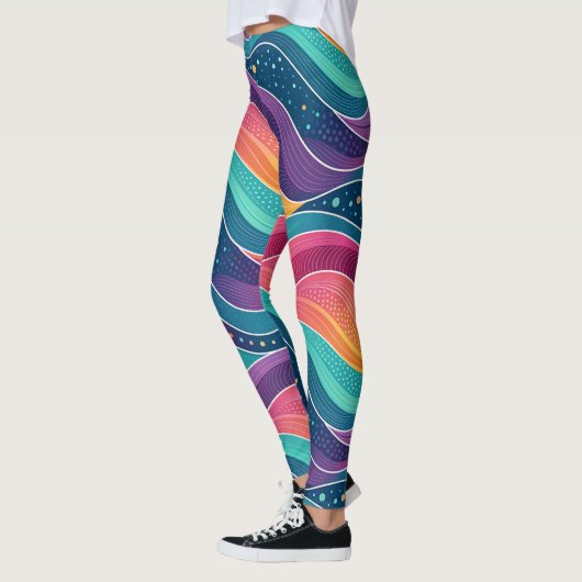 Modern Abstract Fluid Waves Seamless Pattern Leggings (Links)