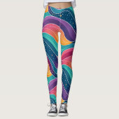 Modern Abstract Fluid Waves Seamless Pattern Leggings (Vorderseite)