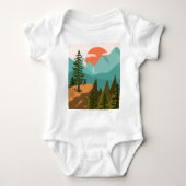 Modern Abstract Forest, Mountains, and Sunrise Baby Strampler (Vorderseite)
