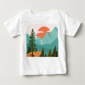 Modern Abstract Forest, Mountains, and Sunrise Baby T-shirt (Vorderseite)