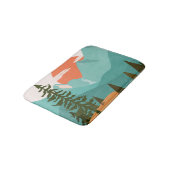 Modern Abstract Forest, Mountains, and Sunrise Badematte (Schrägansicht)