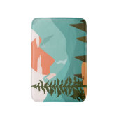 Modern Abstract Forest, Mountains, and Sunrise Badematte (Vorderseite Vertikal)