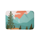 Modern Abstract Forest, Mountains, and Sunrise Badematte (Vorderseite)