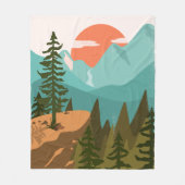 Modern Abstract Forest, Mountains, and Sunrise Fleecedecke (Vorderseite)