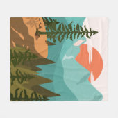 Modern Abstract Forest, Mountains, and Sunrise Fleecedecke (Vorderseite (Horizontal))