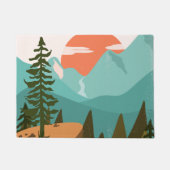 Modern Abstract Forest, Mountains, and Sunrise Fußmatte (Vorderseite)