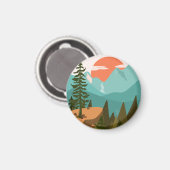 Modern Abstract Forest, Mountains, and Sunrise Magnet (Vorderseite/Rückseite)