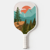 Modern Abstract Forest, Mountains, and Sunrise Pickleball Schläger (Vorderseite)