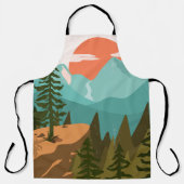 Modern Abstract Forest, Mountains, and Sunrise Schürze (Vorderseite)