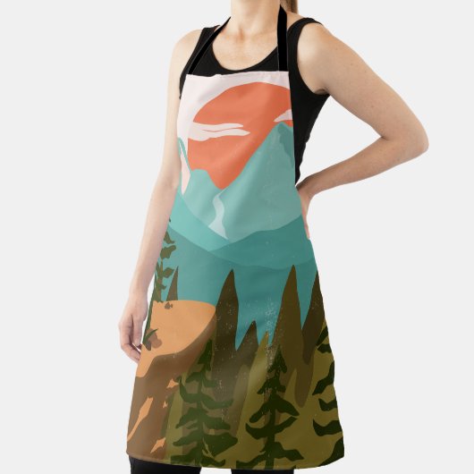 Modern Abstract Forest, Mountains, and Sunrise Schürze (InSitu)