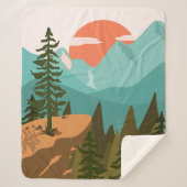 Modern Abstract Forest, Mountains, and Sunrise Sherpadecke (Vorderseite)