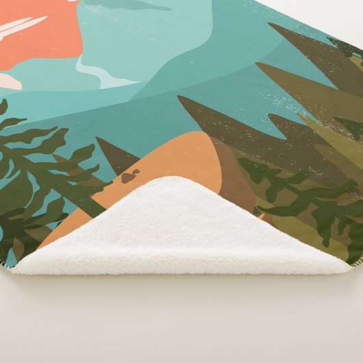 Modern Abstract Forest, Mountains, and Sunrise Sherpadecke (3/4)