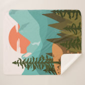 Modern Abstract Forest, Mountains, and Sunrise Sherpadecke (Vorderseite (Horizontal))