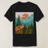 Modern Abstract Forest, Mountains, and Sunrise T-Shirt (Design vorne)