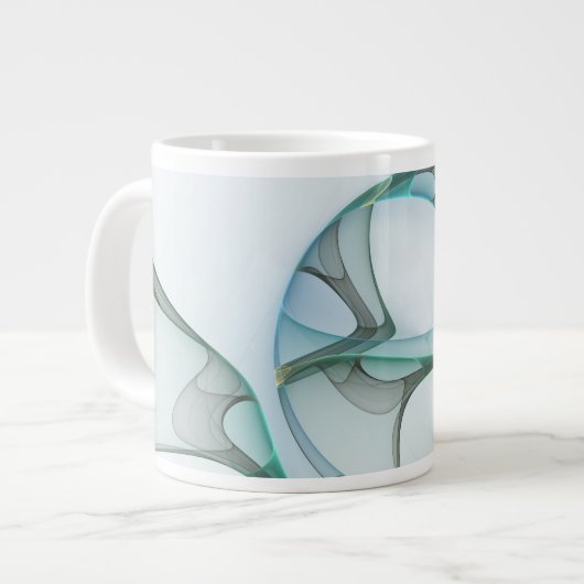 Modern Abstract Fractal Art Blue Turquoise Gray Jumbo-Tasse (Vorderseite Links)