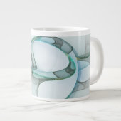 Modern Abstract Fractal Art Blue Turquoise Gray Jumbo-Tasse (Vorderseite Rechts)