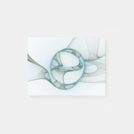Modern Abstract Fractal Art Blue Turquoise Gray Post-it Klebezettel