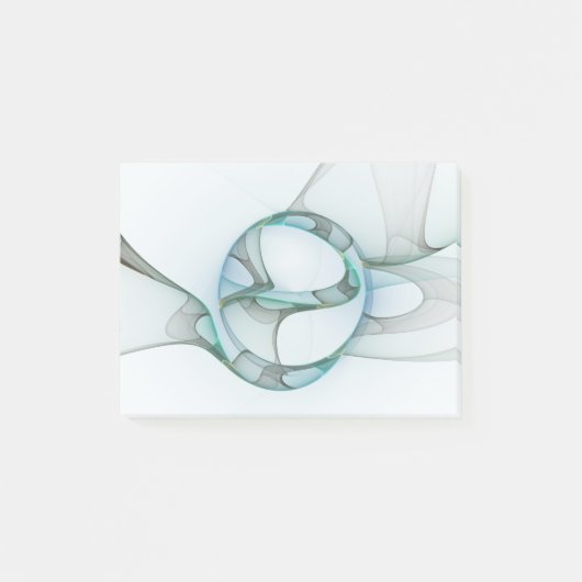 Modern Abstract Fractal Art Blue Turquoise Gray Post-it Klebezettel (Vorderseite)