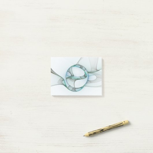 Modern Abstract Fractal Art Blue Turquoise Gray Post-it Klebezettel (Auf Schreibtisch)