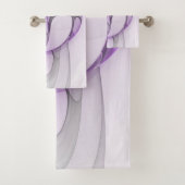 Modern Abstract Fractal Art Lavender Gray Badhandtuch Set (Insitu)