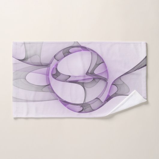 Modern Abstract Fractal Art Lavender Gray Badhandtuch Set (Handtuch)
