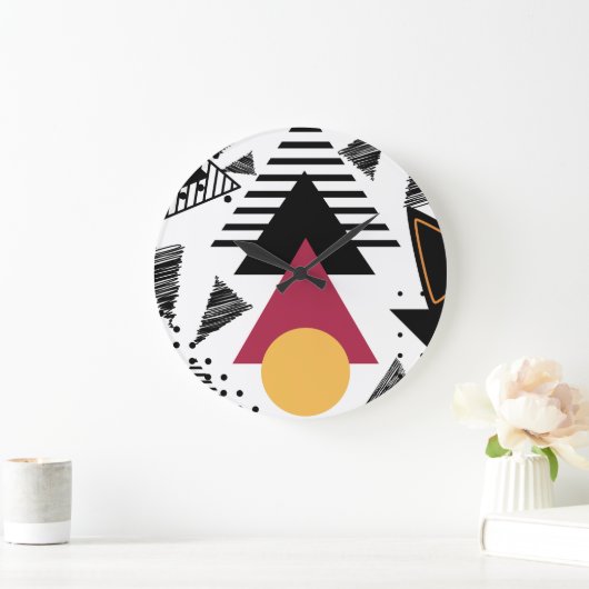 Modern Abstract geometric art Große Wanduhr (Zuhause)