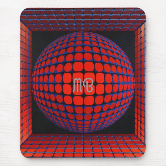 Modern Abstract Geometric Black Red Blue Pattern Mousepad (Vorne)
