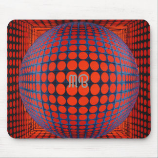 Modern Abstract Geometric Black Red Blue Pattern Mousepad