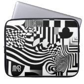 Modern Abstract Geometric Black White Pattern 15" Laptopschutzhülle (Vorderseite)