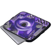 Modern Abstract Geometric Black White Purple 10" Laptopschutzhülle (Vorne Knopf)