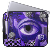 Modern Abstract Geometric Black White Purple 15" Laptopschutzhülle (Vorderseite)