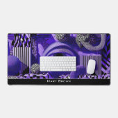 Modern Abstract Geometric Black White Purple Art Schreibtischunterlage (Tastatur & Maus)
